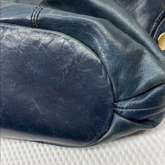 Vintage HOBO Derby Navy Blue Calf Skin Leather Handbag - Picture 14 of 14